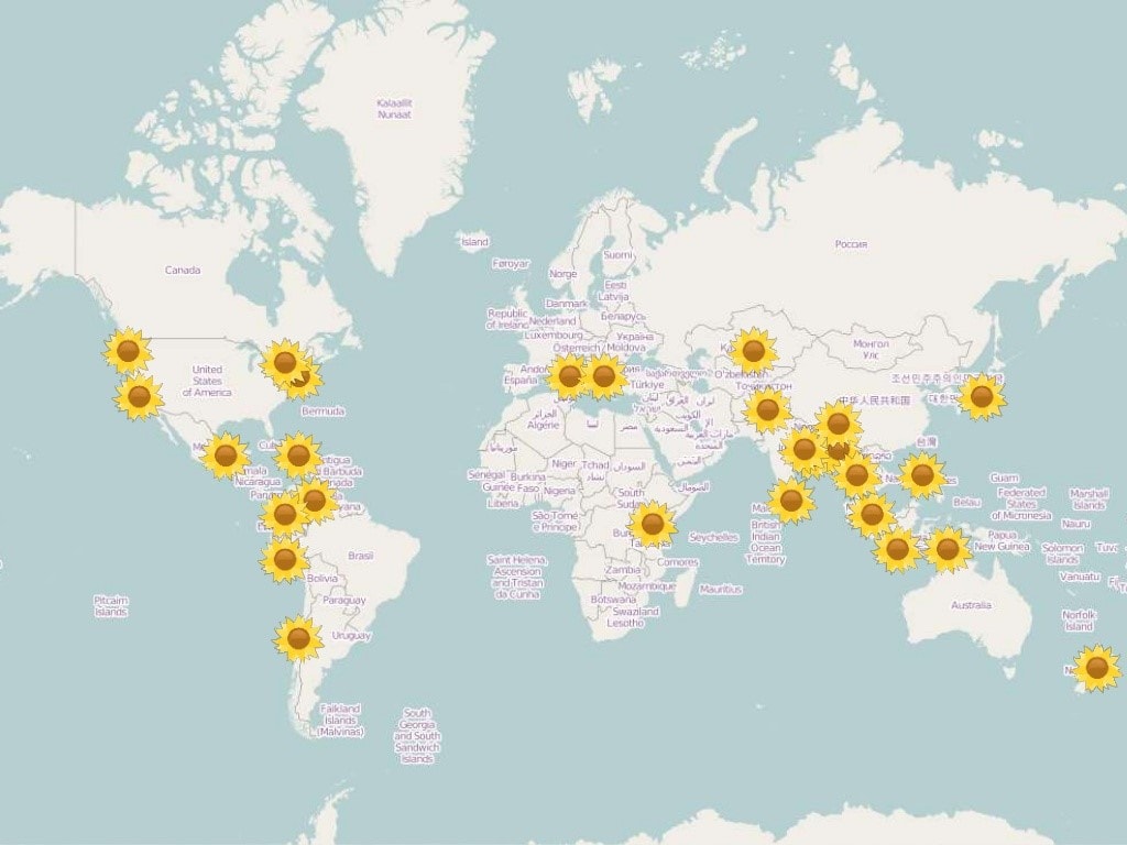 Map of Sahana around the world